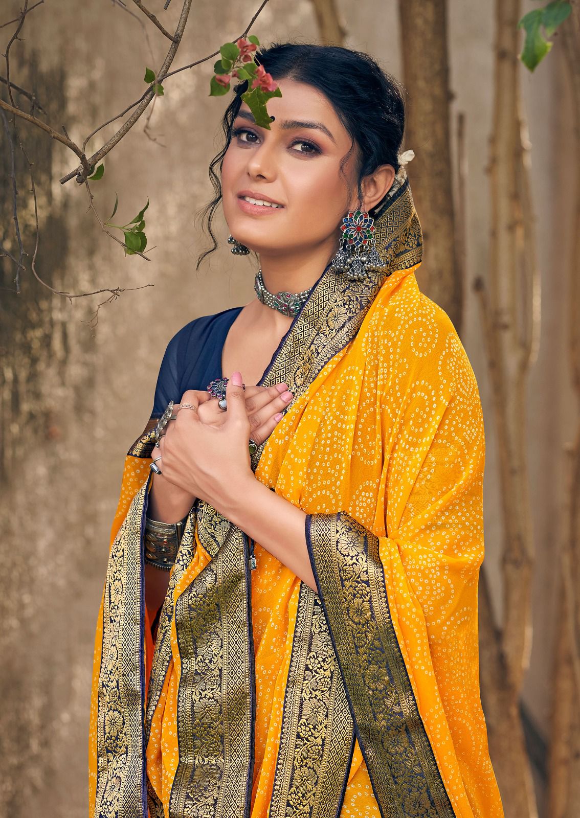Garima By Kashvi Bandhej Printed Georgette Sarees Wholesale Market In Surat